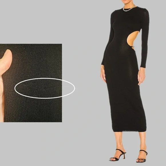 AYA MUSE Gigi Knit Dress Black Side Cut Out Size Small Luxury Minimalist - Picture 9 of 12